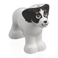 Деталь LEGO Animal, Dog Labrador with Black Head, Brown Eyebrows print, Белый