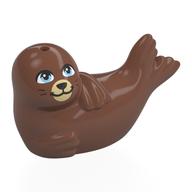 Деталь LEGO Animal, Seal, Lying on Side with Bright Light Blue Eyes, Tan Nose print, Средне-коричневый