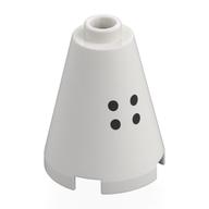 Деталь LEGO Cone 2 x 2 x 2, Open Stud with Black Dots print, Белый