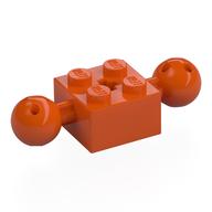 Деталь LEGO Technic Brick Special 2 x 2 with 10.2mm Balls with Holes and Axle Hole, Красно-оранжевый