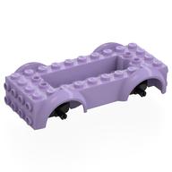 Деталь LEGO Vehicle Base 5 x 10 x 2 1/2 with Mudguards, Wheel Pins and 6 x 2 Centre Recess with 3 Holes, Black Wheel Holders, Лавандовый