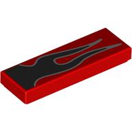 Деталь LEGO Tile 1 x 3 with Black/Silver Flames print, Красный