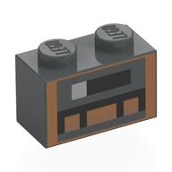 Деталь LEGO Brick 1 x 2 with Pixelated Fireplace print, Темный сине-серый