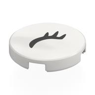 Деталь LEGO Tile Round 2 x 2 with Black Closed Eye, Eyelashes, Left print, Белый