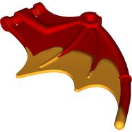 Creature Body Part, Dragon / Thestral Wing with Bar Connection and Marbled Orange Pattern