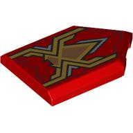 Деталь LEGO Tile Special 2 x 3 Pentagonal with Gold/Silver Spider print, Красный