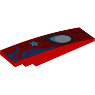 Деталь LEGO Brick Curved 8 x 2 No Studs with Black Webbing, White Spider Eye, Blue Marks print, Красный
