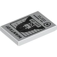 Деталь LEGO Tile 2 x 3 with Wanted Poster, 'WANTED', '605-20', Woman print, Белый