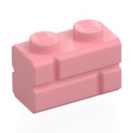 Деталь LEGO Кирпичик специальный 1 x 2, с кирпичной фактурой, Теплый розовый