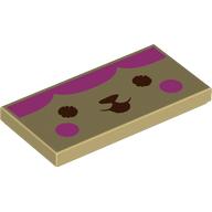 Деталь LEGO Tile 2 x 4 with Dark Brown Face, Dark Pink Cheeks, Hair print, Песочный