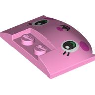 Деталь LEGO Brick Round 3 x 4 x 2/3 Triple Curved with 2 Sunk Studs with Kitty Face, Dark Pink Nose, Cheeks print, Ярко-розовый