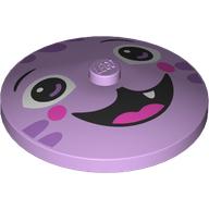 Деталь LEGO Dish 4 x 4 Inverted [Radar] with Cat Face, Open Mouth, Fang Lavender Streaks print, Лавандовый