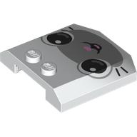 Деталь LEGO Brick Wedged, Curved Triple 4 x 4 x 2/3 with 2 Studs with Light Bluish Grey Cat Face, Black Eyes, Bright Pink Nose print, Белый