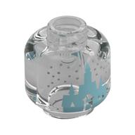 Деталь LEGO Minifig Head with Medium Blue Arendel Castle, Silver Stars print, Прозрачный бесцветный