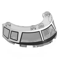Деталь LEGO Windscreen 4 x 6 x 1 Round with Black/White Cockpit Frame print, Прозрачный бесцветный