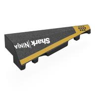 Деталь LEGO Brick Wedged, Sloped 2 x 5 Right with Gold Stripe, White 'Shark NINJA' print, Черный
