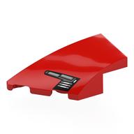 Деталь LEGO Brick Wedged, Curved 4 x 2 with Stud Notch Left with Headlight print, Красный