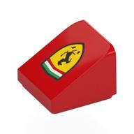 Деталь LEGO Brick Sloped 30° 1 x 1 x 2/3 (Cheese Slope) with Ferrari Logo print, Красный
