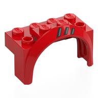 Деталь LEGO Wheel Arch, Mudguard 4 x 2 x 2 1/2 with 3 Air Vents, Left print, Красный
