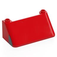 Деталь LEGO Windscreen 3 x 6 x 2 with Dark Bluish Grey Triangle Windows print, Красный