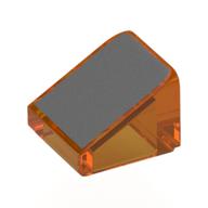 Деталь LEGO Brick Sloped 30° 1 x 1 x 2/3 (Cheese Slope) with Silver Surface print, Прозрачный оранжевый