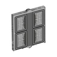 Деталь LEGO Glass for Window 1 x 2 x 2 Flat with Dark Bluish Grey Headlights print, Прозрачный бесцветный