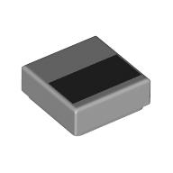 Деталь LEGO Tile 1 x 1 with Black Rectangle print, Светлый сине-серый