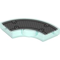 Деталь LEGO Tile 2 x 2 Curved, Macaroni, Center Anti-Stud with Silver Plating print, Прозрачный светло-голубой