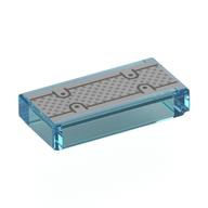 Деталь LEGO Tile 1 x 2 with Silver Paneling print, Прозрачный светло-голубой