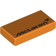 Деталь LEGO Tile 1 x 2 with Black 'McLaren' print, Оранжевый