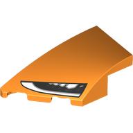 Деталь LEGO Brick Wedged, Curved 4 x 2 with Stud Notch Left with Headlight print, Оранжевый