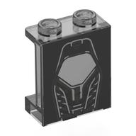 Деталь LEGO Panel 1 x 2 x 2 with Silver Engine Cover print, Прозрачный черный