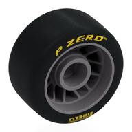 Деталь LEGO Wheel Rim 24 x 13.4 with Black Slick Tyre [Soft Rubber] with Yellow 'PIRELLI P ZERO' print, Матовый серебристый