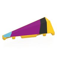 Деталь LEGO Brick Wedged, Sloped 2 x 5 Left with Medium Azure/Black/Magenta Shapes print, Желтый