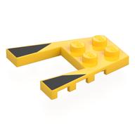 Деталь LEGO Wedge Plate 4 x 4 with 2 x 2 Cutout with Black Shapes print, Желтый