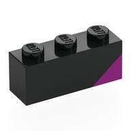 Деталь LEGO Brick 1 x 3 with Magenta Triangle print, Черный