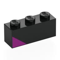 Деталь LEGO Brick 1 x 3 with Magenta Triangle print, Черный