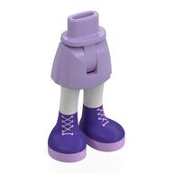 Деталь LEGO Minidoll Hips and Short Skirt with White Legs, Dark Purple Boots, Lavender Laces print, Лавандовый
