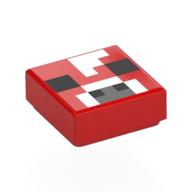 Деталь LEGO Tile 1 x 1 with Black/White Pixelated Cow Face print, Красный