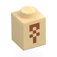 Деталь LEGO Brick 1 x 1 with Dark orange Minecraft Desert Temple Ankh print, Песочный