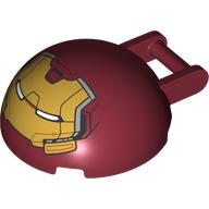 Деталь LEGO Windscreen 4 x 4 x 1 2/3 Canopy Half Sphere with Handle and Hulk Buster Face Print, Темно-красный