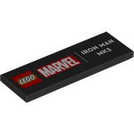 Деталь LEGO Tile 2 x 6 with LEGO MARVEL 'IRON MAN MK3' print, Черный