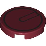 Деталь LEGO Tile Round 2 x 2 with Black Hinge/Hatch print, Темно-красный