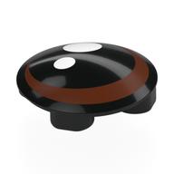 Деталь LEGO Plate Round 2 x 2 with Rounded Bottom [Boat Stud] with Eyes, Reddish Brown Iris White Pupil print, Черный