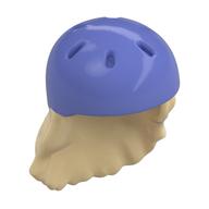 Деталь LEGO Hair and Helmet, Long with Blue Violet Helmet Pattern, Песочный