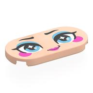 Деталь LEGO Tile Round 2 x 4 with Face, Bright Light Blue Eyes, Eyeshadow, Dark Pink Cheeks, Lips print, Светлый телесный