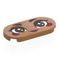 Деталь LEGO Tile Round 2 x 4 with Face, Reddish Brown Eyes, Dark Red Eyeshadow, Cheeks, Lips print, Средне-темный телесный