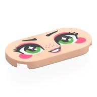 Деталь LEGO Tile Round 2 x 4 with Face, Bright Green Eyes, Coral Eyeshadow, Cheeks, Lips, Freckles print, Светлый телесный