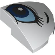 Brick Round Corner, Curved 3 x 3 x 1 Quarter Circle with Bright Light Blue/Dark Blue Eye, Left print