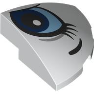 Brick Round Corner, Curved 3 x 3 x 1 Quarter Circle with Bright Light Blue/Dark Blue Eye, Right print
